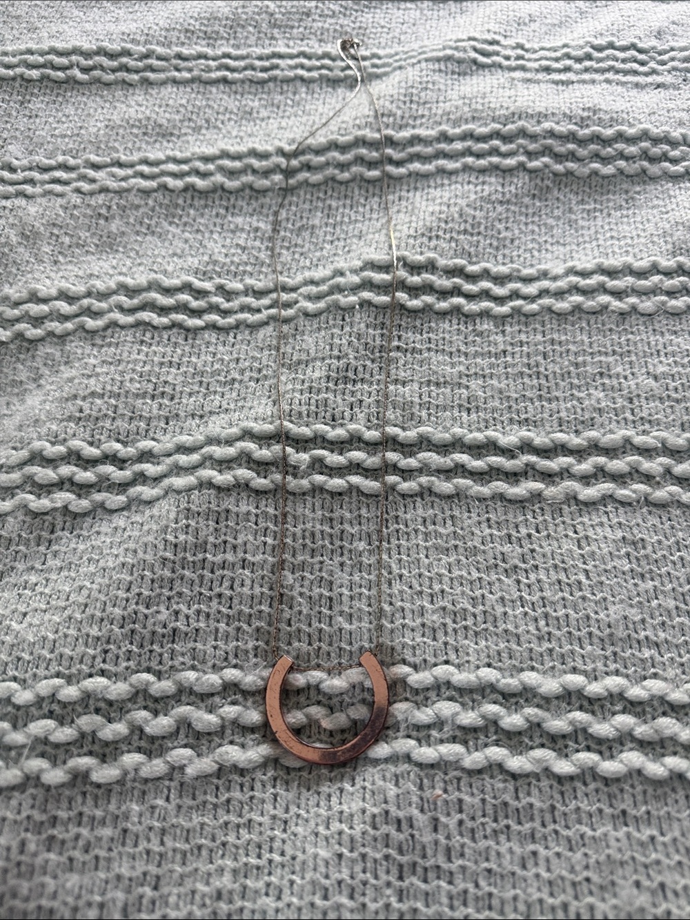 Minimalist Horseshoe Pendant Necklace in Rose Gold Tone